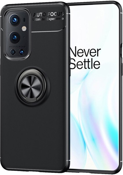 Oneplus 9 Focus Serisi Yüzük Standlı Silikon Kılıf - Siyah fırsatları