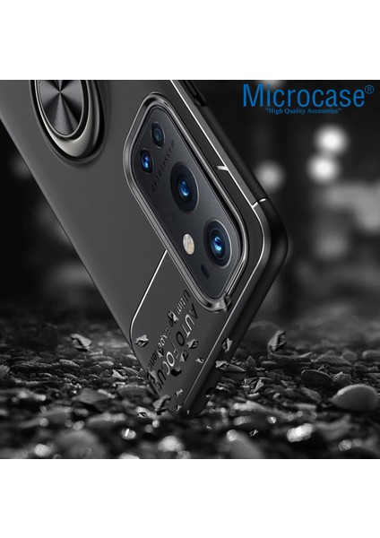 Oneplus 9 Pro Focus Serisi Yüzük Standlı Silikon Kılıf - Siyah