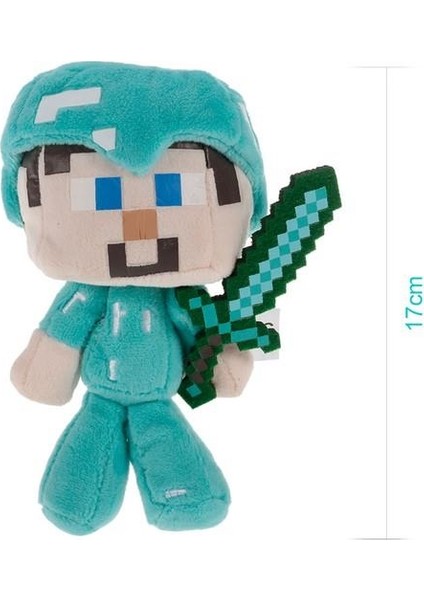 Minecraft Elmas Steve Peluş Karakter Premium Sevimli Oyuncak 17 cm