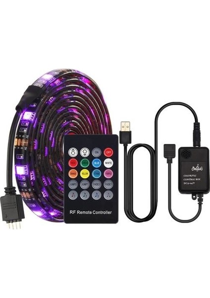 50 cm Ses Destekli Rgb Kumandalı USB Şerit LED Aydınlatma
