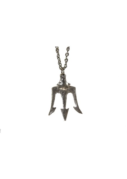 Poseidon Trident Gümüş Kaplama Zincirli Kolye