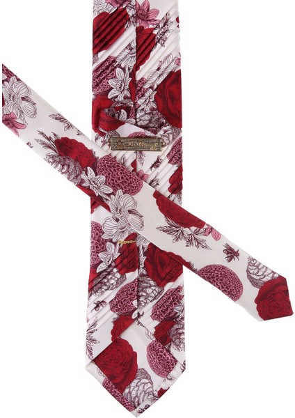 Beyaz Kırmızı Gül Desen Piliseli Ipek Kravat ES134 fiyatları
