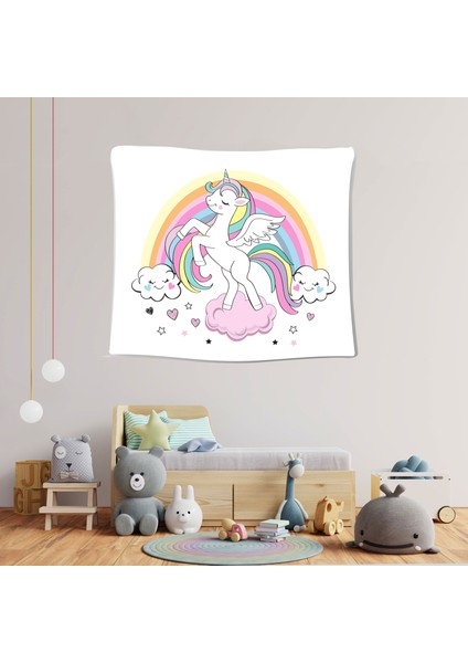 Gökkuşağı ve Ünicorn Çocuk Duvar Örtüsü