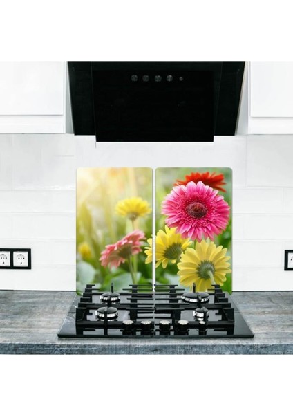 2'li 30 x 52 cm. Cam Ocak Koruyucu Cam Kesme Tahtası Model 341