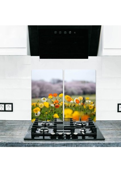 2'li 30 x 52 cm. Cam Ocak Koruyucu Cam Kesme Tahtası Model 193