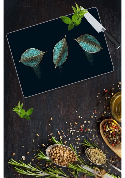 3 Yaprak Cam Kesme Tahtası | 30 x 40 cm.