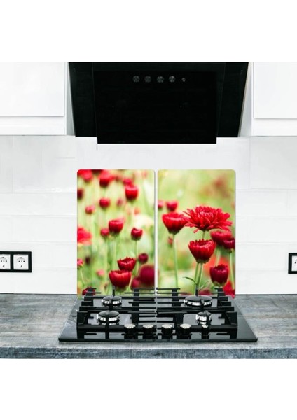 2'li 30 x 52 cm. Cam Ocak Koruyucu Cam Kesme Tahtası Model 339