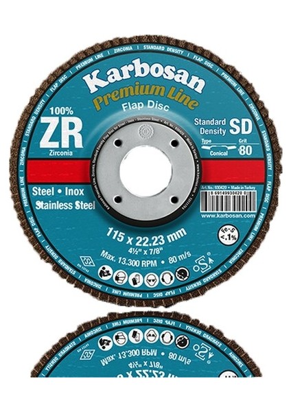 Zr Flap Disk 115X22 Konik- 80 Kum (10 Lu)