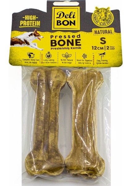 Deri Köpek Çiğneti Pres Kemik 2X12CM Natural