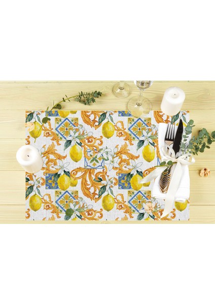 Home Limon Tasarımlı Kumaş Amerikan Servis 4'lü Set 35X50CM