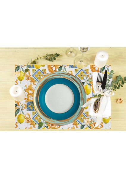 Home Limon Tasarımlı Kumaş Amerikan Servis 4'lü Set 35X50CM fiyatları