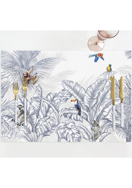Home Çizgisel Tasarım Kumaş Amerikan Servis 4'lü Set 35X50CM