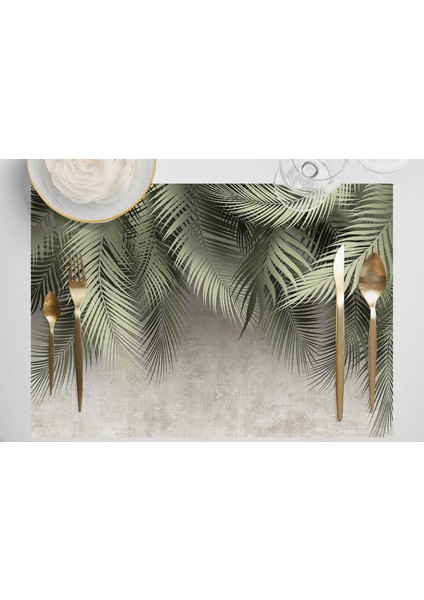 Home Palmiye Yapraklı Kumaş Amerikan Servis 4'lü Set 35X50CM