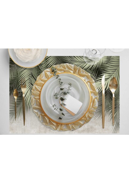 Home Palmiye Yapraklı Kumaş Amerikan Servis 4'lü Set 35X50CM fiyatları