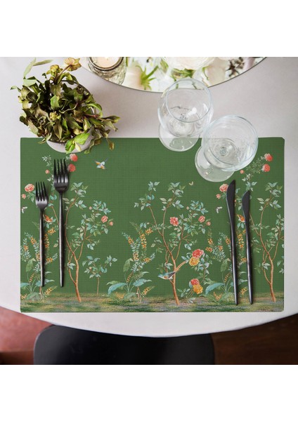 Home Yeşil Bahçe Kumaş Amerikan Servis 4'lü Set 35X50CM