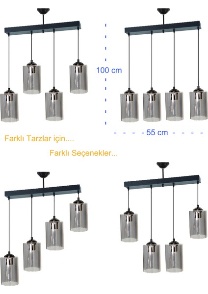Dora Black Sıralı Lüx 4 Salon Avize, Yemek Odası Avize fiyatları