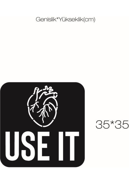 Use It Heart Kalbini Kullan Duvar Tablosu Ahşap Duvar Yazısı Lazer Duvar Süsü