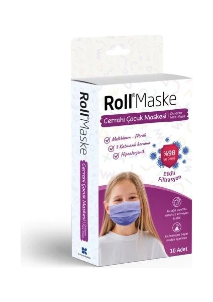 Maske Çocuk Kız Lila 10'lu 5 Paket