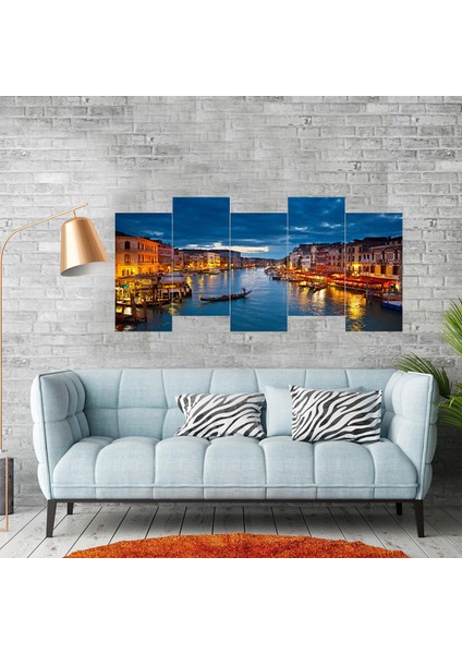 City Manzaralı 5 Parçalı Mdf Tablo