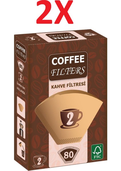 Coffee Filters Filtre Kahve Kağıdı 1/2 2 Numara 2X80'LI Paket Toplam 160'lı