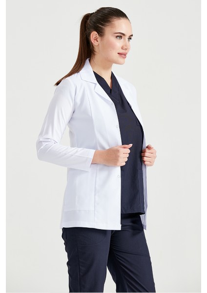 Kadın Uzun Kol Ceket Yaka Kısa Boy Laboratuvar Önlük modelleri