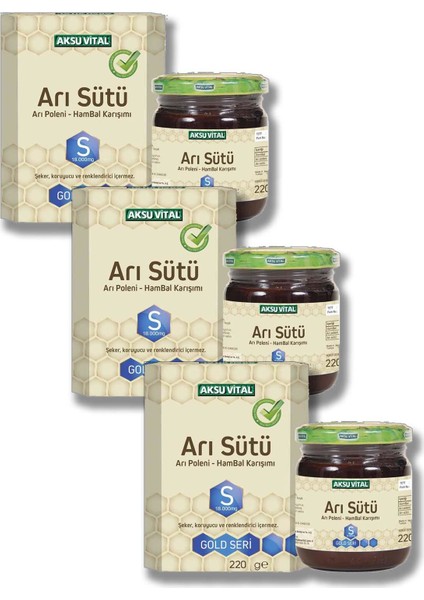 Arı Sütü Polen & Ham Bal Karışımı 3 x 220 gr