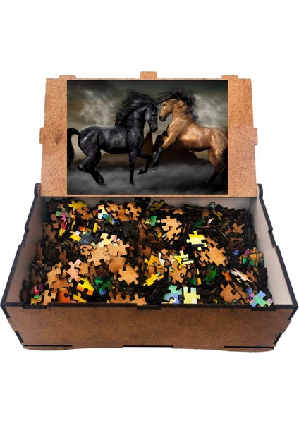 Güven Serigrafi Horses 1000 Parça Ahşap Puzzle Yapboz