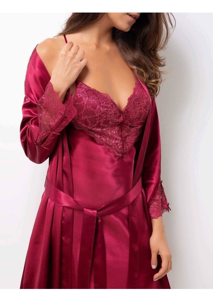 4300 Saten Çeyizlik 2'li Gecelik & Sabahlık Set