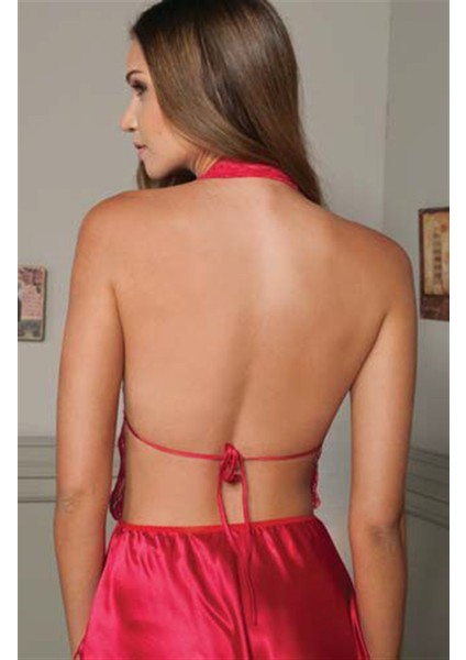 805 Boyundan Askılı Sırttan Bağlı Dantelli Saten Gecelik fiyatları