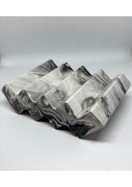 Dekoratif Zigzag El Yapımı Beton Sabunluk