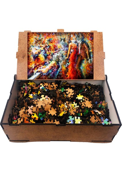 Müzik ve Kediler 1000 Parça Ahşap Puzzle Yapboz