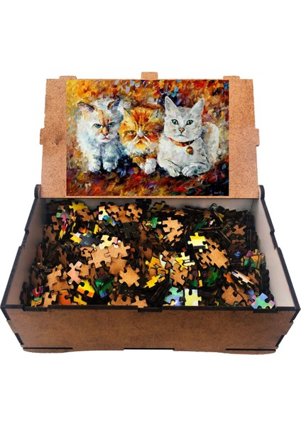 Somurtkan Kediler 1000 Parça Ahşap Puzzle Yapboz