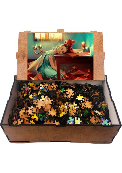 Çocuk ve Ayısı 1000 Parça Ahşap Puzzle Yapboz
