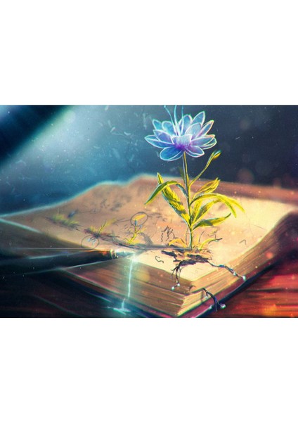 Kitap ve Çiçek 1000 Parça Ahşap Puzzle Yapboz