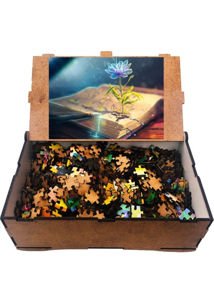 Kitap ve Çiçek 1000 Parça Ahşap Puzzle Yapboz