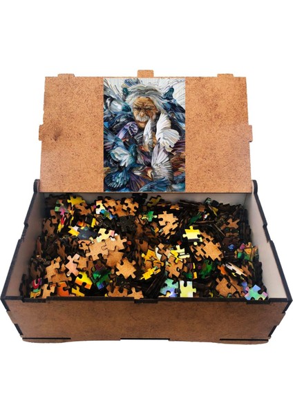 Kuşlar ve Adam 1000 Parça Ahşap Puzzle Yapboz