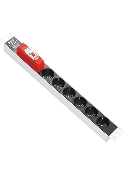 1u 19" 1X16A Sigorta Korumalı 6'lı Grup Priz