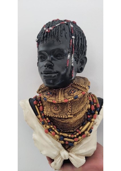 Modern Dekoratif Afrikalı Şaman Erkek Büst Biblo Masaüstü Süsü