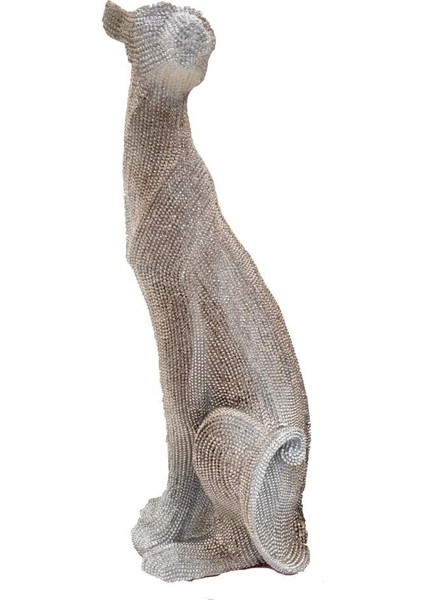 Modern Dekoratif Leopar Biblo Masaüstü Süsü Gümüş Renk