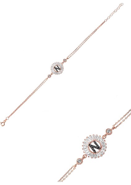 Öze Dönüş Baget Taşlı Rose N Harfi Bileklik indirimleri