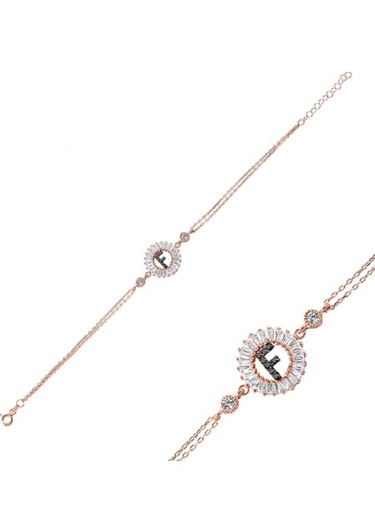 Öze Dönüş Baget Taşlı Rose F Harfi Bileklik fiyatları