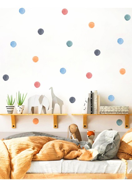 Suluboya Desenli Koyu Renkli Puantiye Çocuk Odası Duvar Sticker