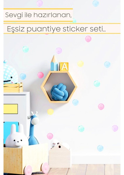 Suluboya Desenli Açık Renkli Puantiye Çocuk Odası Duvar Sticker fiyatları