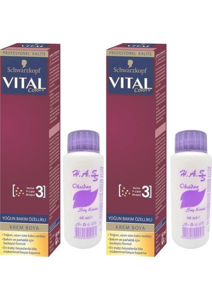 Oksidan 60 Ml.+Schwarzkopf Vital Colors Saç Boyası Viyole Kızıl-6-99 (2'şer Adet)