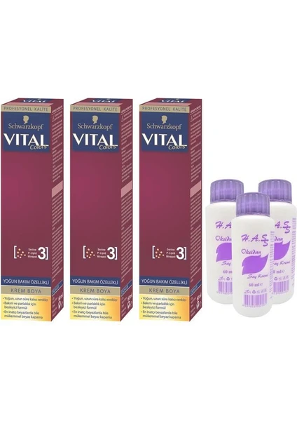 Oksidan 60 Ml.+Schwarzkopf Vital Colors Saç Boyası Çok Açık Sarı-12-00 (3'er Adet)