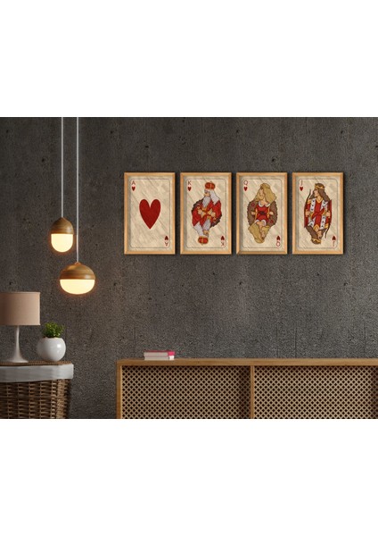 Gift Iskambil 4'lü El Yapımı Ahşap Çerçeveli Tablo-2 fiyatları