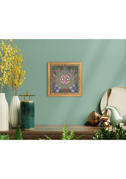 Gift Sri Yantra El Yapımı Ahşap Çerçeveli Tablo-1