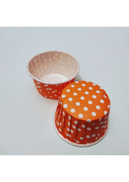 25'li Cupcake Muffin Kek Kalıbı Turuncu Puantiyeli