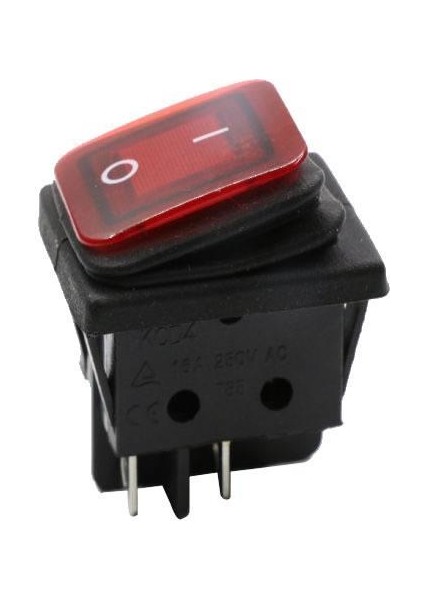Kcd4 Su Geçirmez 30A Kırmızı LED Işıklı On-Off Anahtar 4 Pin