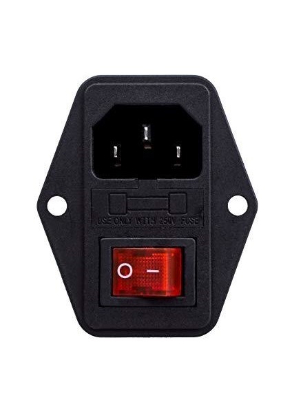 Kulaklı Erkek Power Soketi - Işıklı Anahtarlı